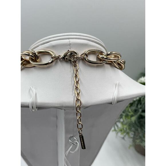 Lane Bryant Vintage Heavy White Enamel Gold Tone Link Chain Necklace - Picture 9 of 12